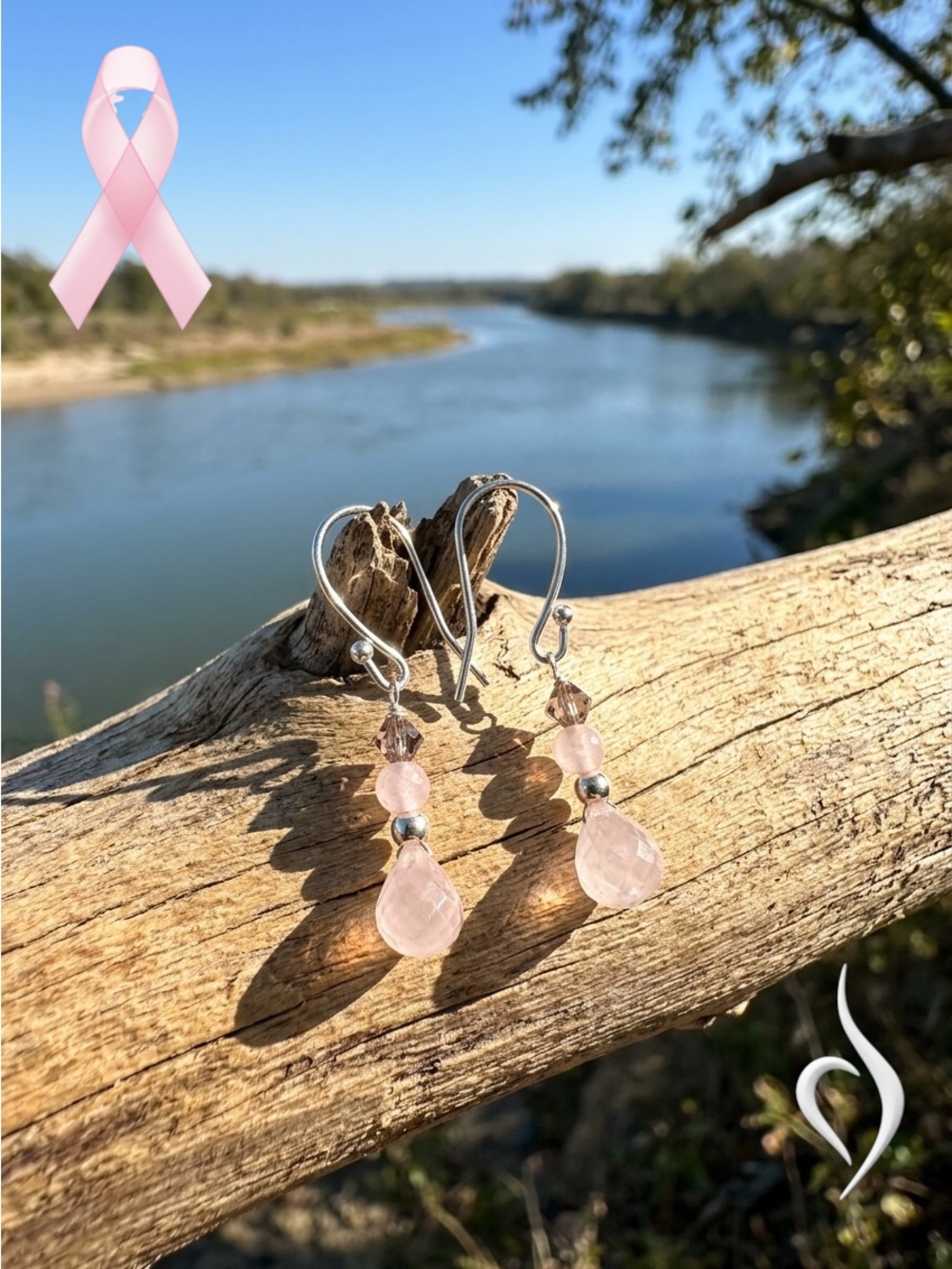 Sterling Silver Rose Quartz Drop Earrings